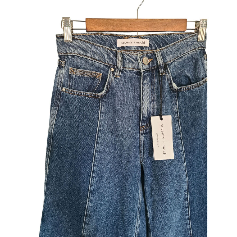 Seventy + Mochi Anthropologie Bay Wide Leg Jean Two Tone in Phoenix Size 26 NWT - Picture 3 of 7